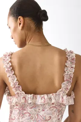Robe ruchée en crêpe - Beige clair/motif cachemire — photo 2