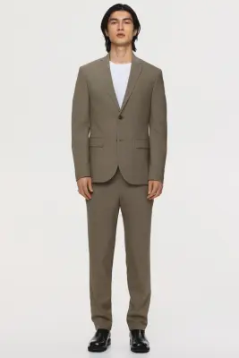 Veste Slim Fit à fermeture droite - Vert kaki — photo 1