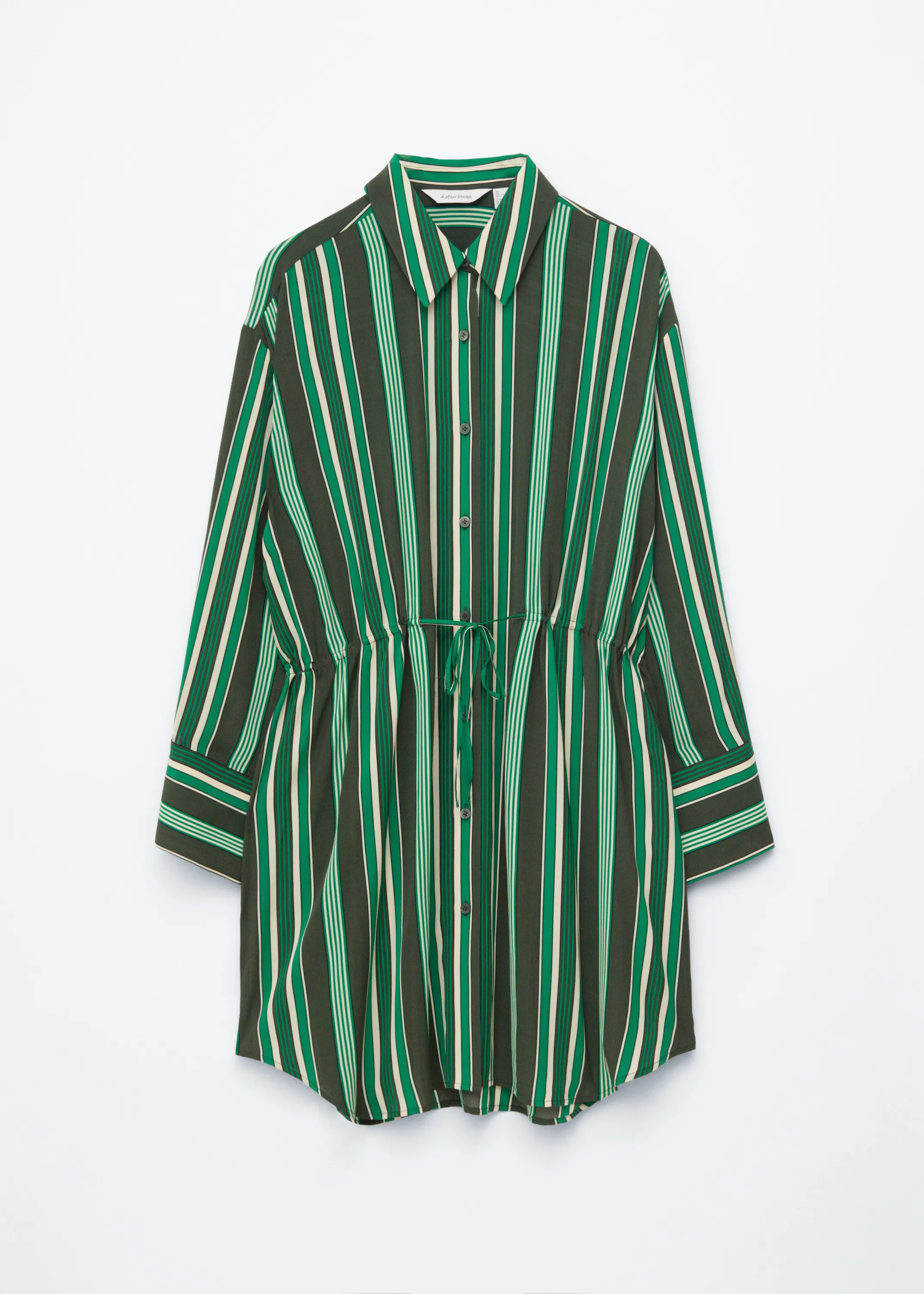 Robe-chemise oversize à cordon de serrage - Rayures vertes