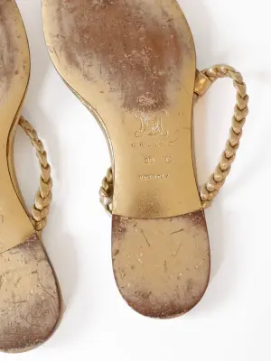 Sandales plates en cuir doré bride tressée Prix boutique 530€ Taille 39 — photo 5
