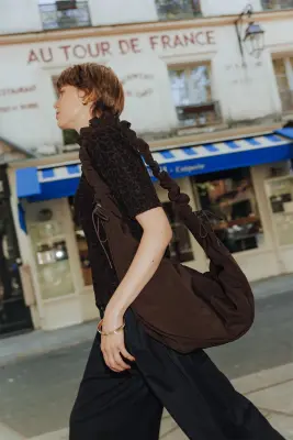 Sac demi-lune en toile Femme — photo 2