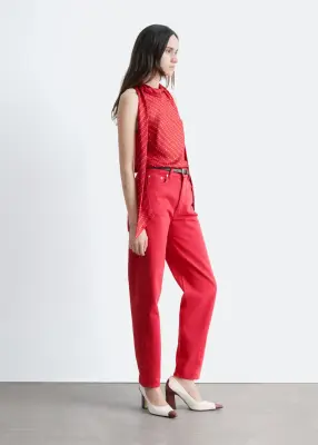Jean fuselé à taille haute - Rouge vif — photo 4