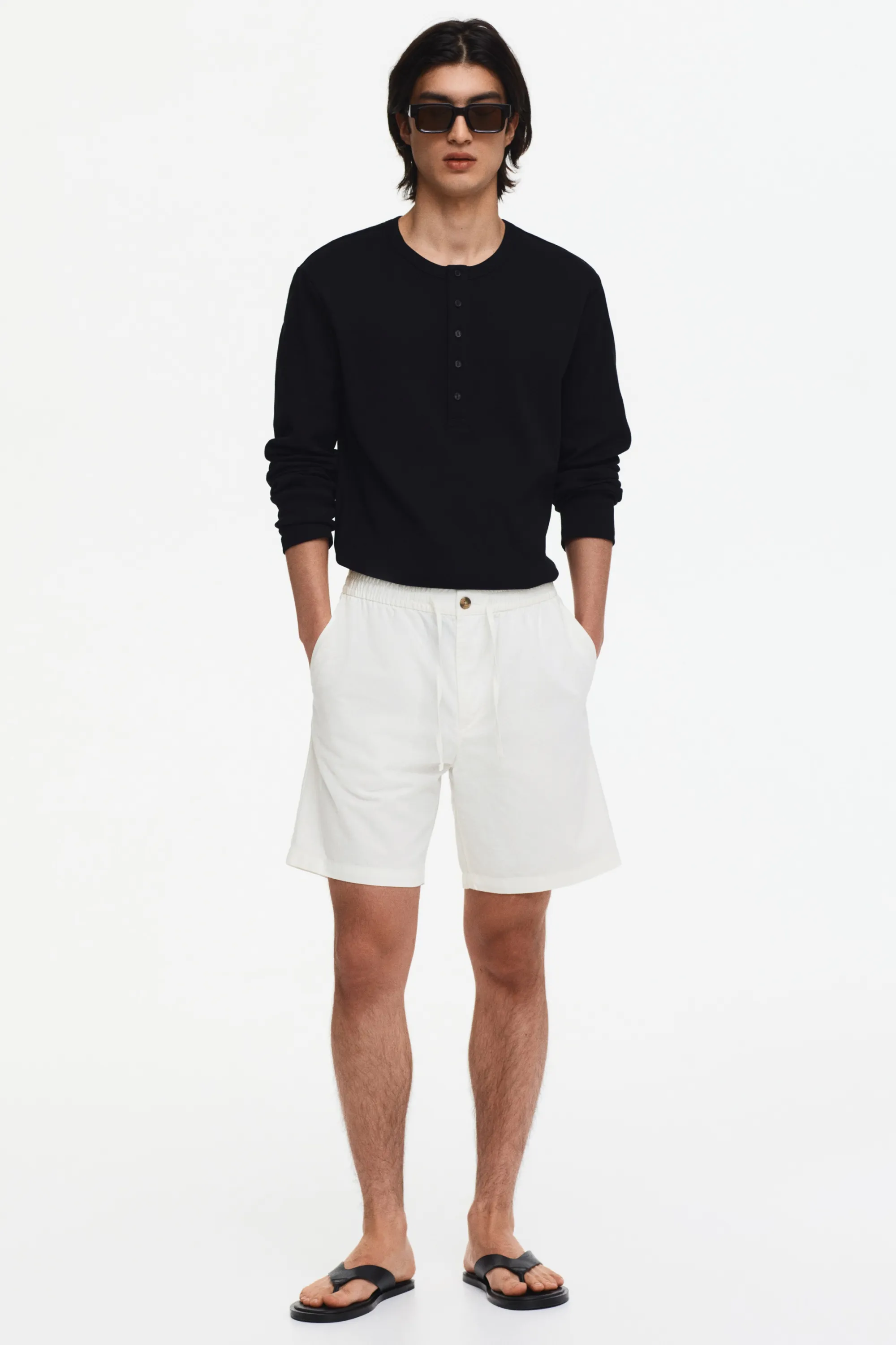 Short Regular Fit en lin mélangé - Blanc