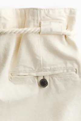 Pantalon paper bag avec ceinture corde - Crème — photo 4