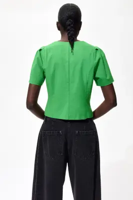 Blouse à encolure dégagée - Vert — photo 3