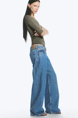 Jean jambe large taille basse Imoo - 90s Blue – Bleu moyen — photo 4