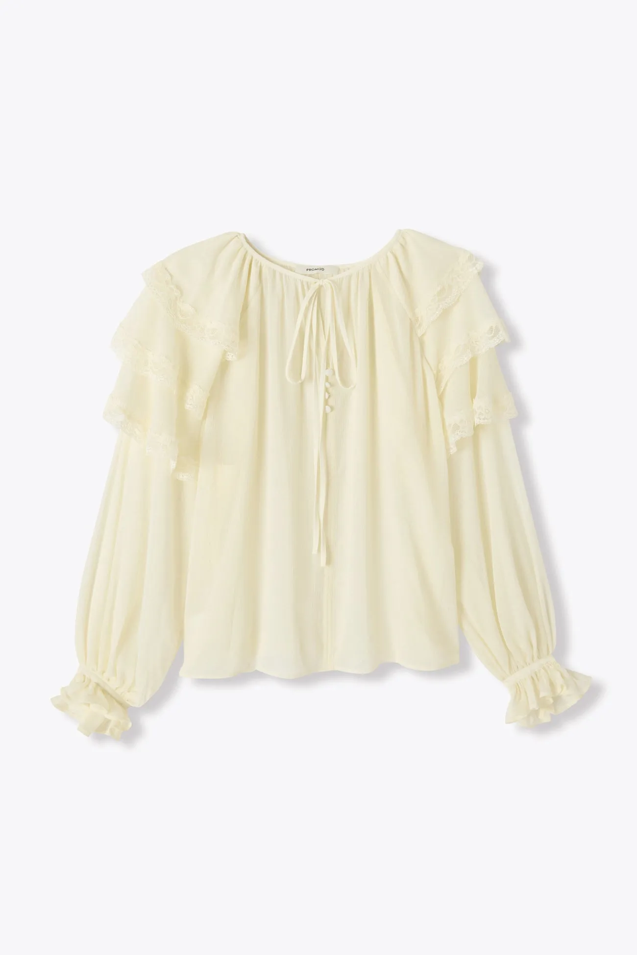 Blouse manches longues volants