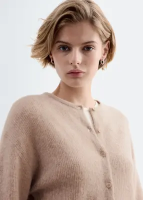 Cardigan en maille d’alpaga mélangé - Beige — photo 4