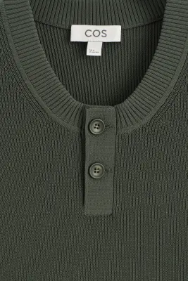 PULL HENLEY EN MAILLE DE COTON - VERT FONCÉ — photo 5