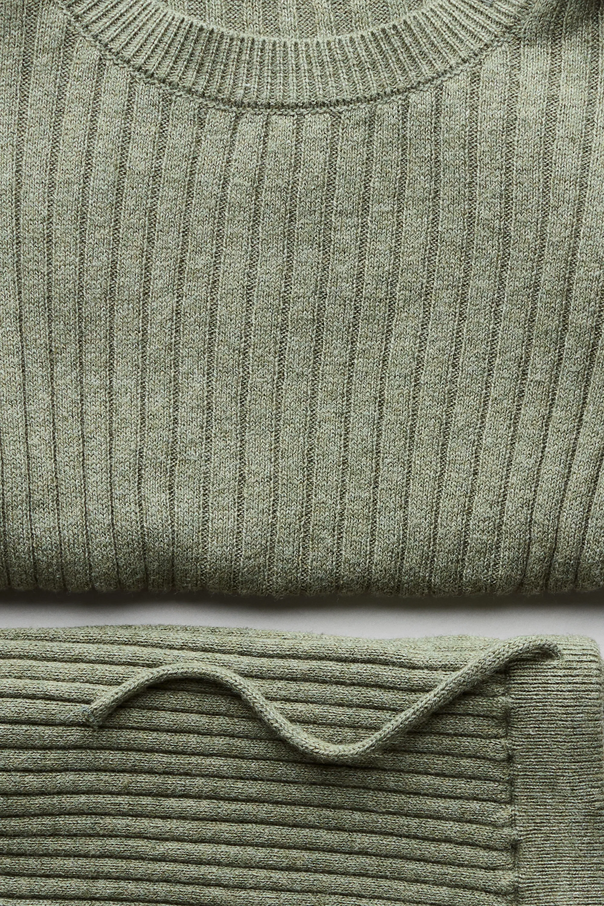 Ensemble 2 pièces en coton à côtes larges - Vert kaki