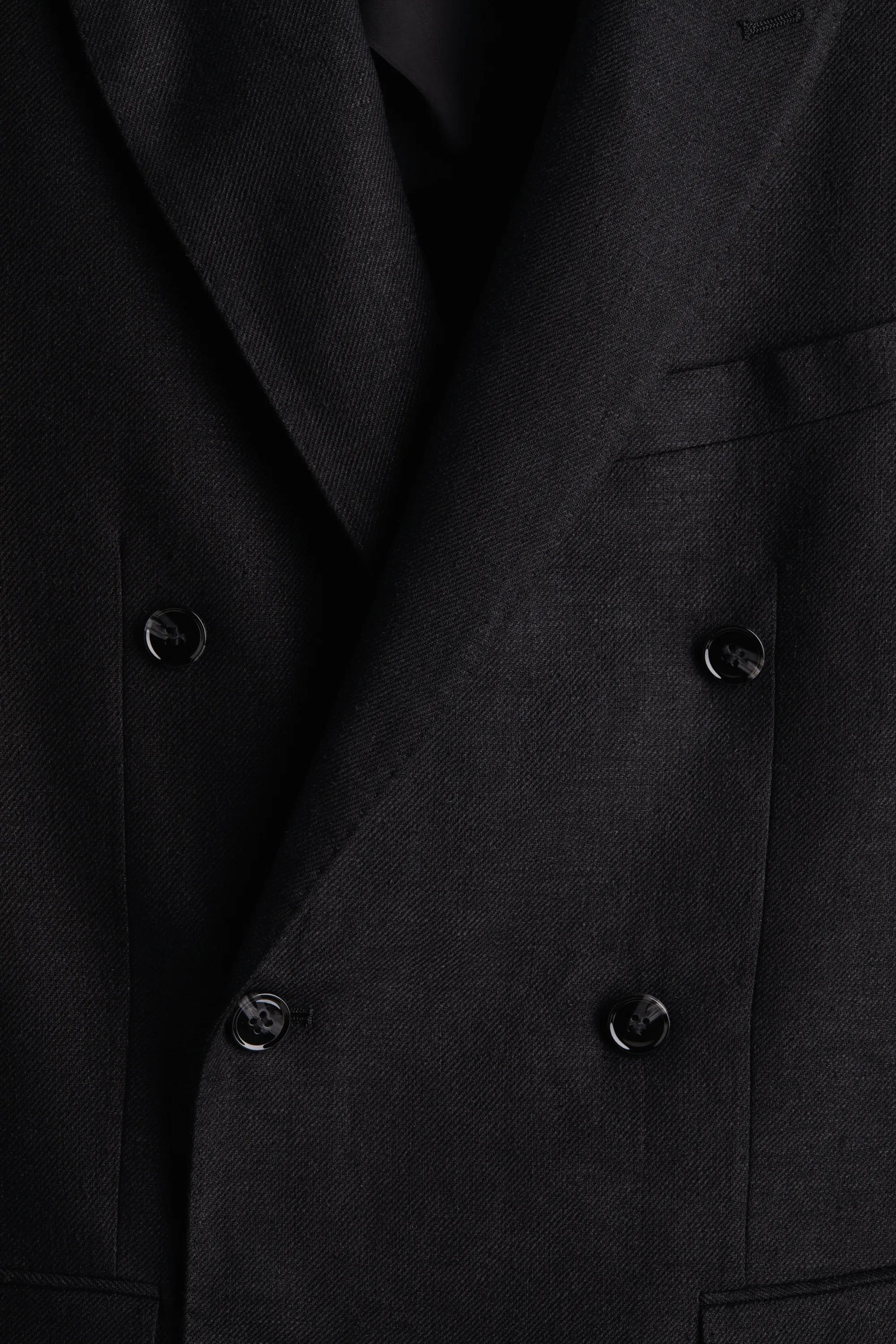 Veste croisée Relaxed Fit en lin mélangé - Noir