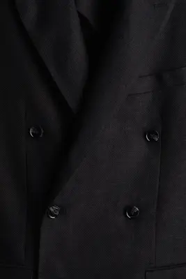 Veste croisée Relaxed Fit en lin mélangé - Noir — photo 1