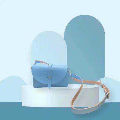 Petit Sac Bandoulière en Cuir Bleu Ciel — photo 1
