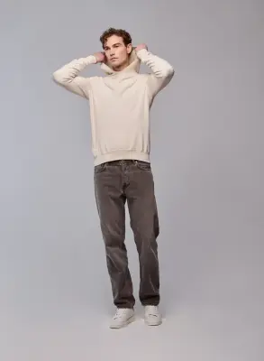 Pull Beige Capuche Manches Longues en Coton organique / Elasthanne — photo 5