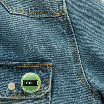 BADGE 32 MM - DESIGN INSPIRÉ DU MÉTRO PARISIEN - ART DÉCO — photo 2