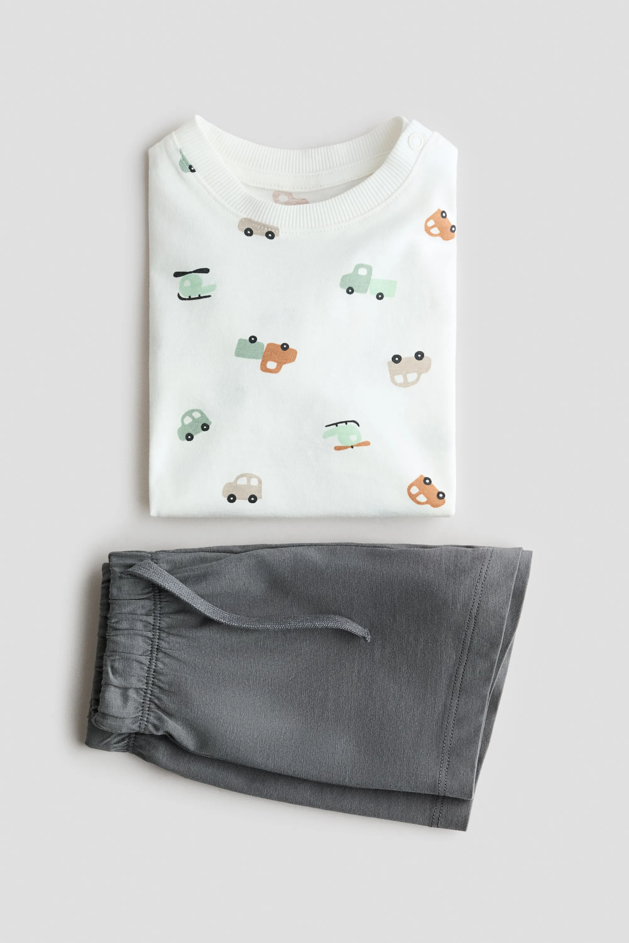 Ensemble 2 pièces en coton - Gris/véhicules