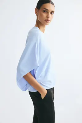 Top boxy en maille fine - Bleu clair — photo 3
