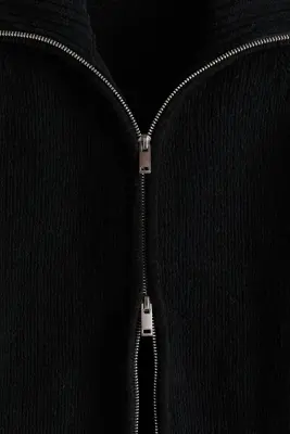 Gilet zippé Relaxed Fit en fil chenille - Noir — photo 4