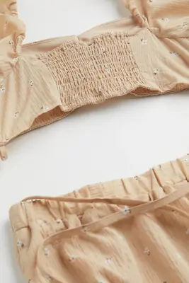 Robe deux pièces avec détail noué - Beige/petites fleurs — photo 1