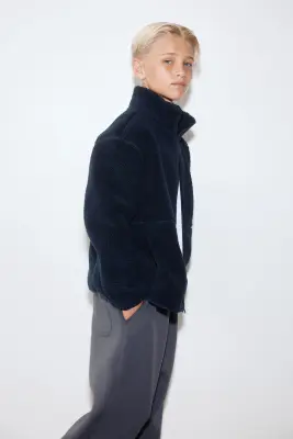 Veste de sport chaude en tissu Teddy bear - Bleu foncé — photo 3