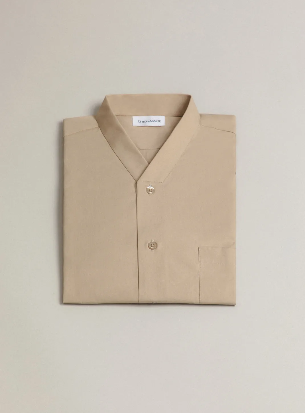 False Collar Shirt in Sand Poplin