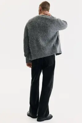 Pantalon Relaxed Fit en velours côtelé - Noir denim — photo 2
