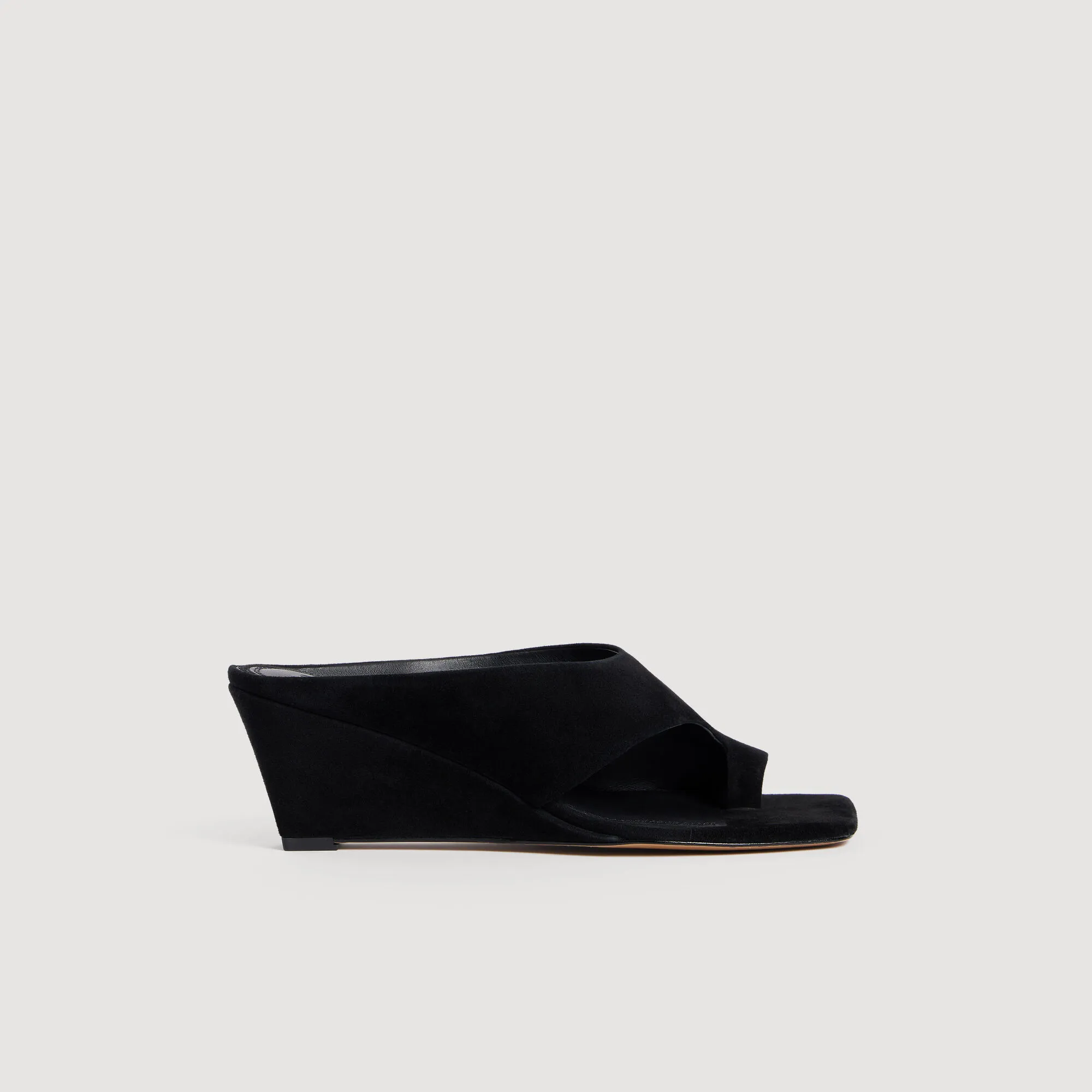 Sandales compensées en cuir suède