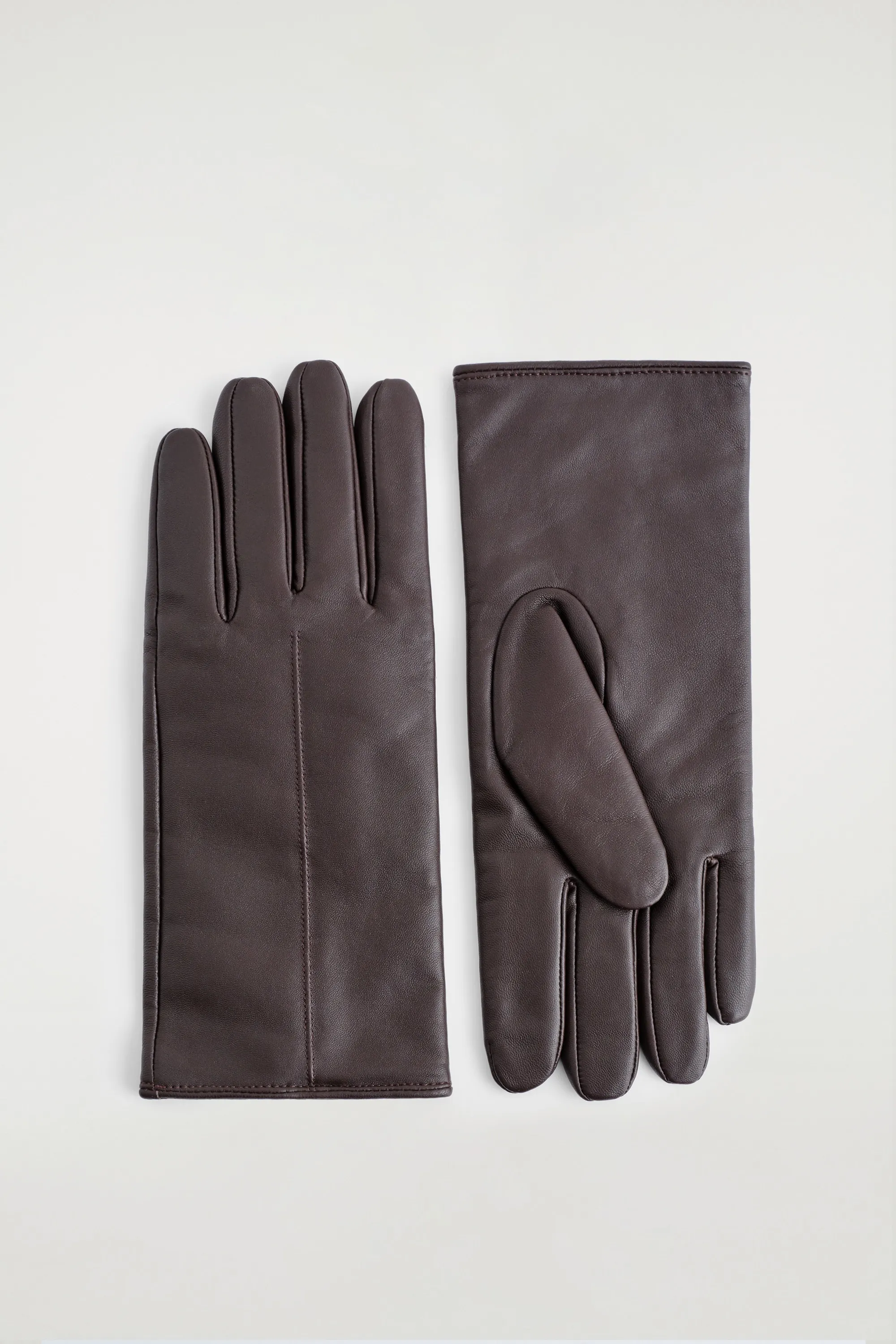 GANTS EN CUIR DOUBLÉS DE CACHEMIRE ET DE LAINE - BRUN FONCÉ