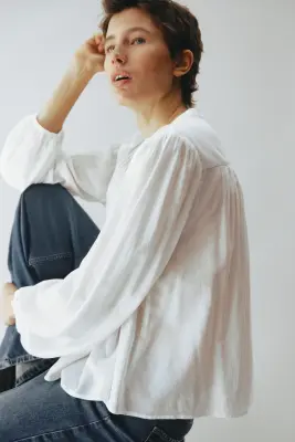 Blouse à plis nervure - Blanc — photo 1