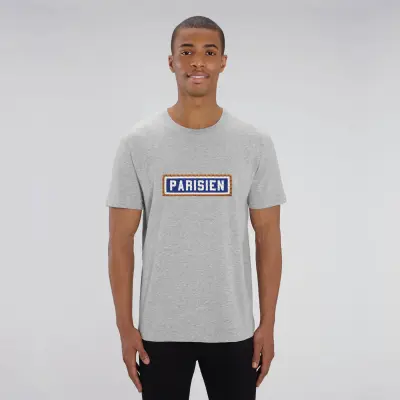 T-SHIRT COTON BIO BRODÉ - PARISIEN - GRIS — photo 3