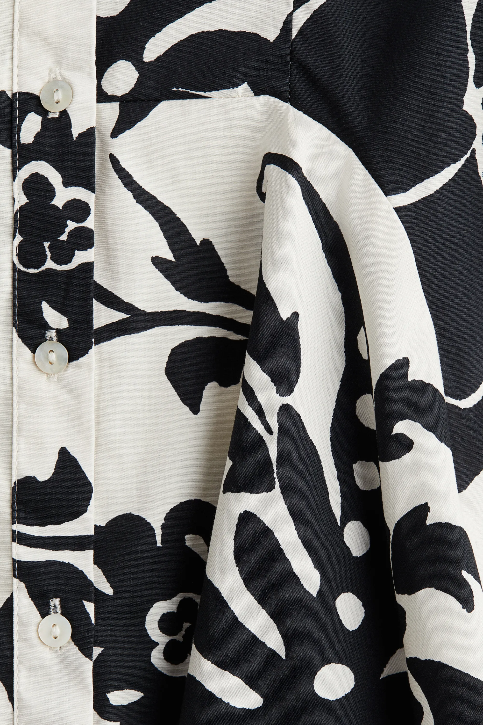 Robe à boutons en coton - Blanc/motif