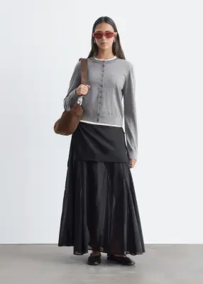 Cardigan en laine à maille unie - Gris — photo 2