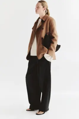 Manteau fait main en laine mélangée - Beige foncé — photo 5