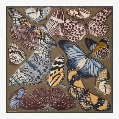 Carré Papillons Kaki — photo 1