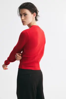 Gilet en maille fine - Rouge — photo 4