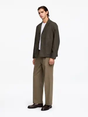 Pantalon ample en mélange de lin - Taupe foncé — photo 2