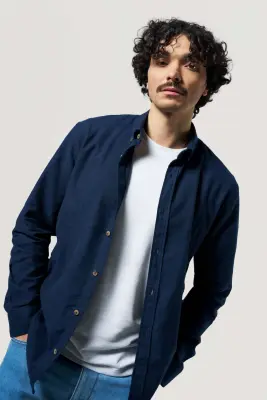 La chemise en flanelle - Bleu foncé — photo 3