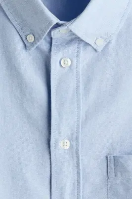 Chemise Oxford Relaxed Fit avec manches courtes - Bleu clair — photo 4