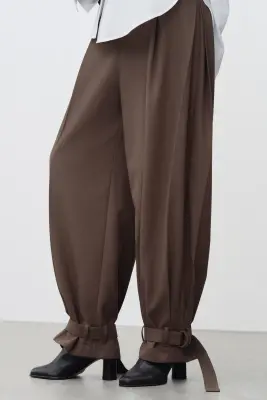 Pantalon avec pattes resserrables - Taupe foncé — photo 3