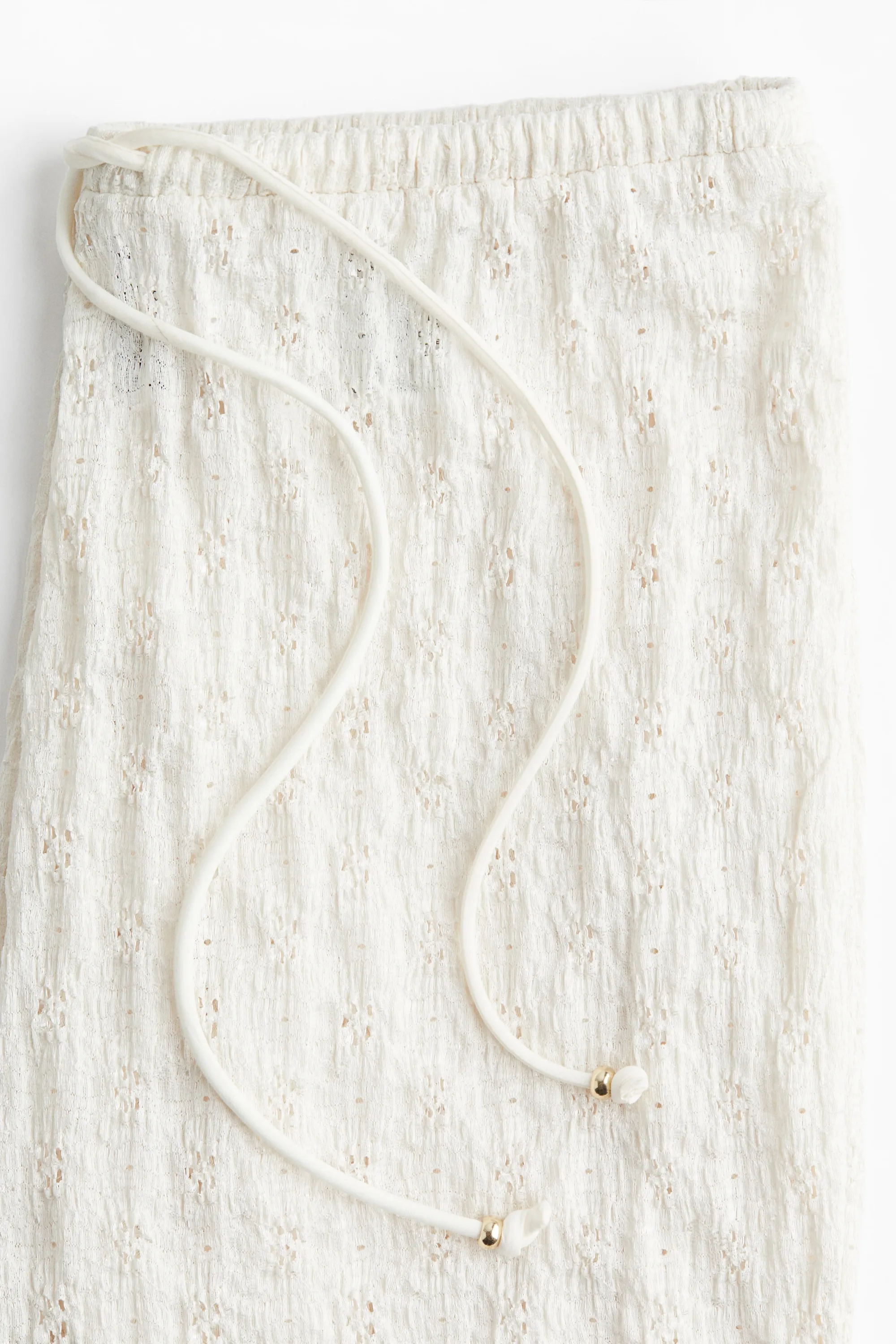 Pantalon façon dentelle avec cordon de serrage - Blanc
