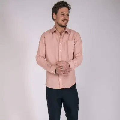 Chemise Zeus en lin rose — photo 2