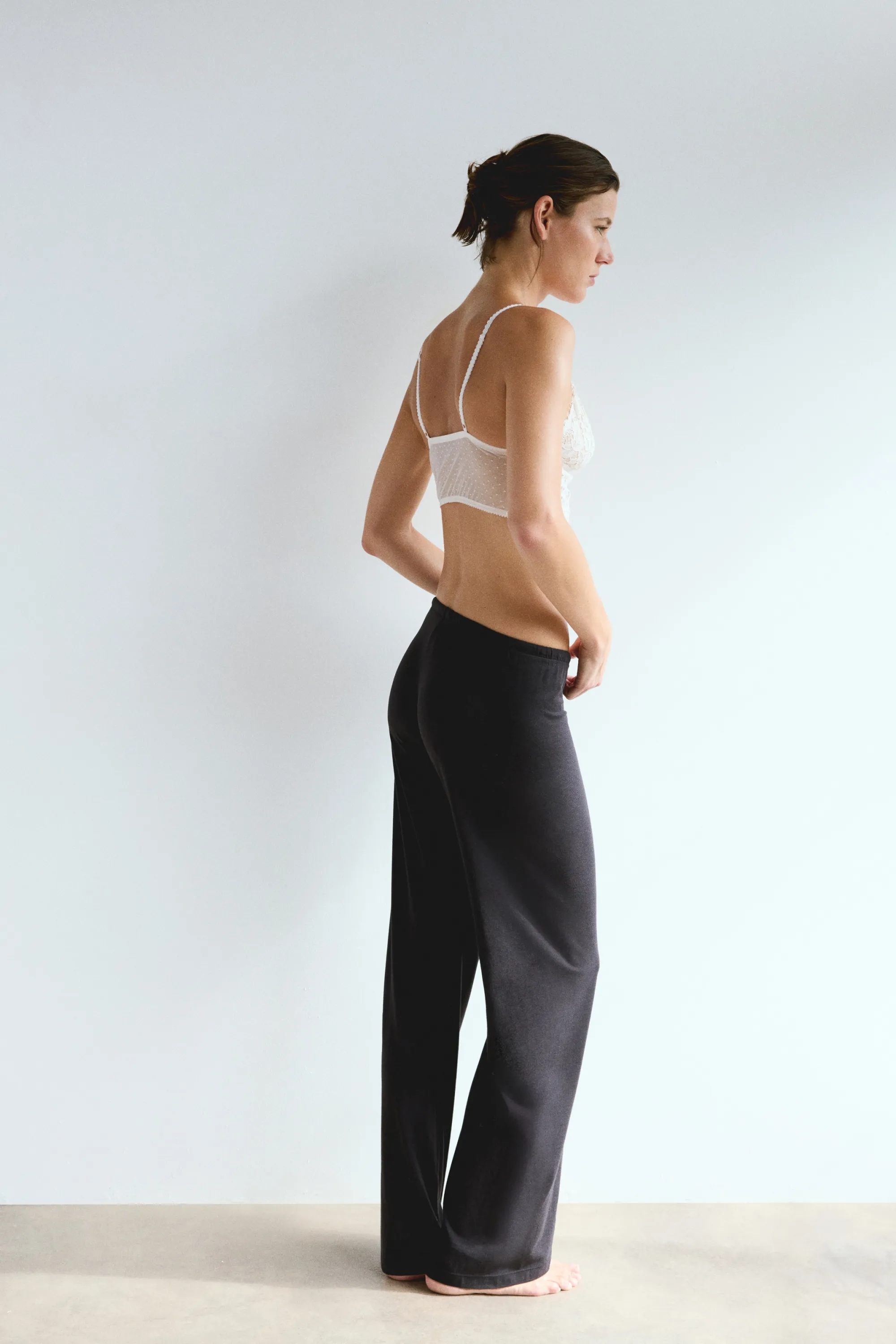 Pantalon de pyjama en coton mélangé - Noir