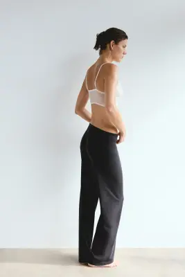 Pantalon de pyjama en coton mélangé - Noir — photo 1