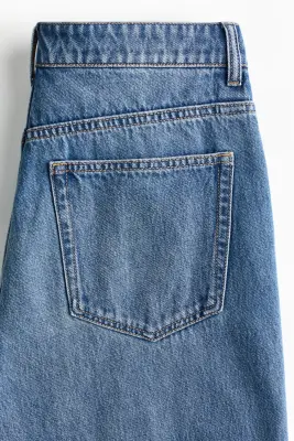 Straight High Waist Jeans avec foulard - Bleu denim/orange — photo 5