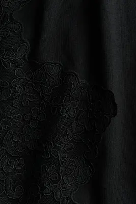 T-shirt en coton avec dentelle - Noir — photo 3