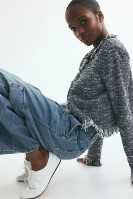 Wide Regular Waist Cargo Jeans - Bleu denim — photo 3