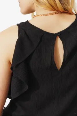 Top volanté uni Femme — photo 5