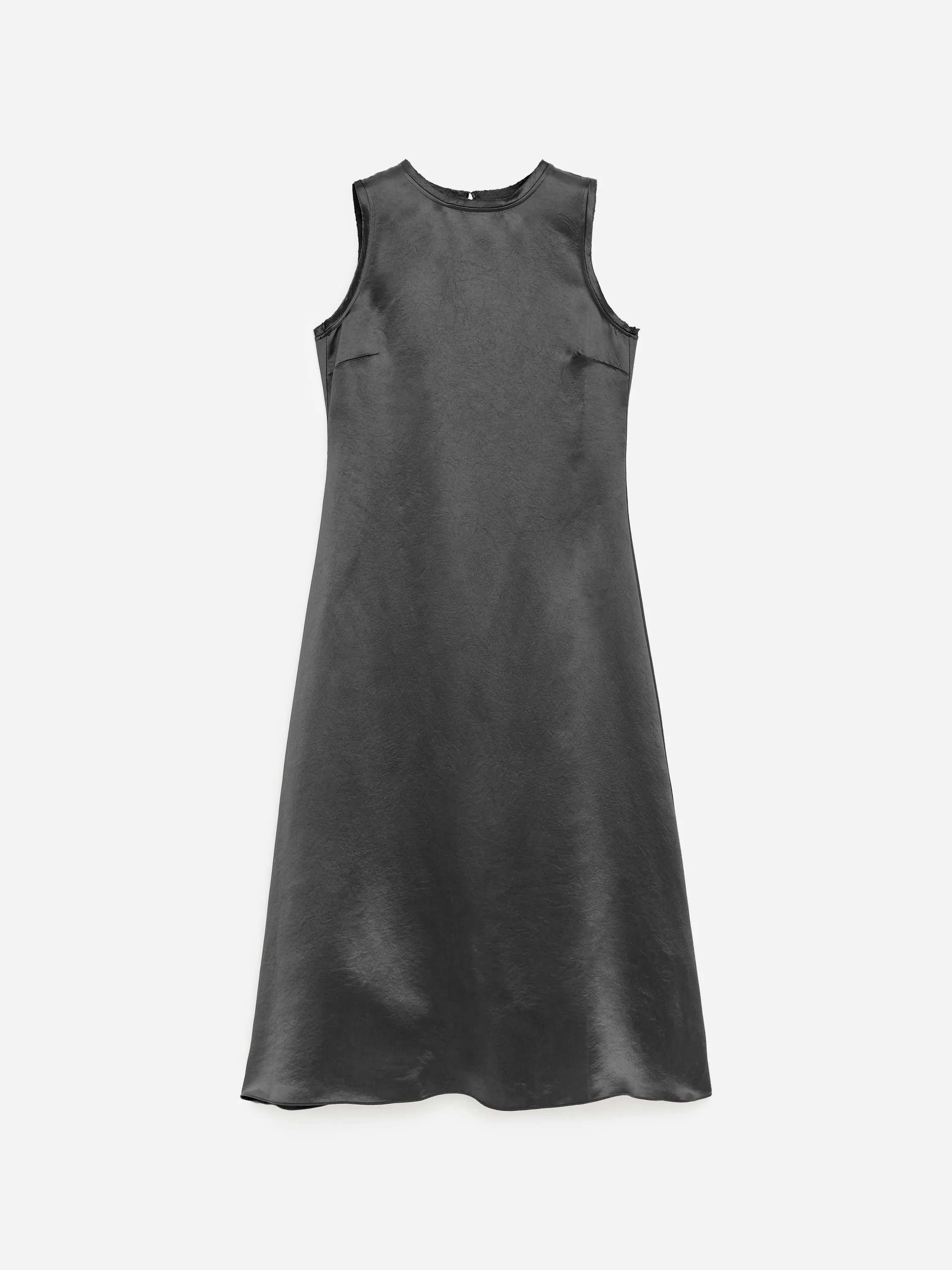 Robe midi en satin froissé - gris
