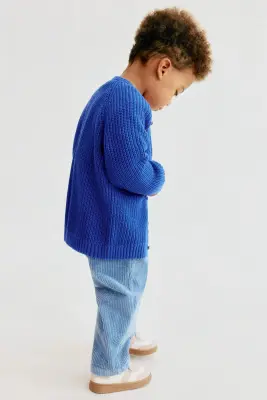 Gilet en côtes fantaisie de coton - Bleu vif — photo 2