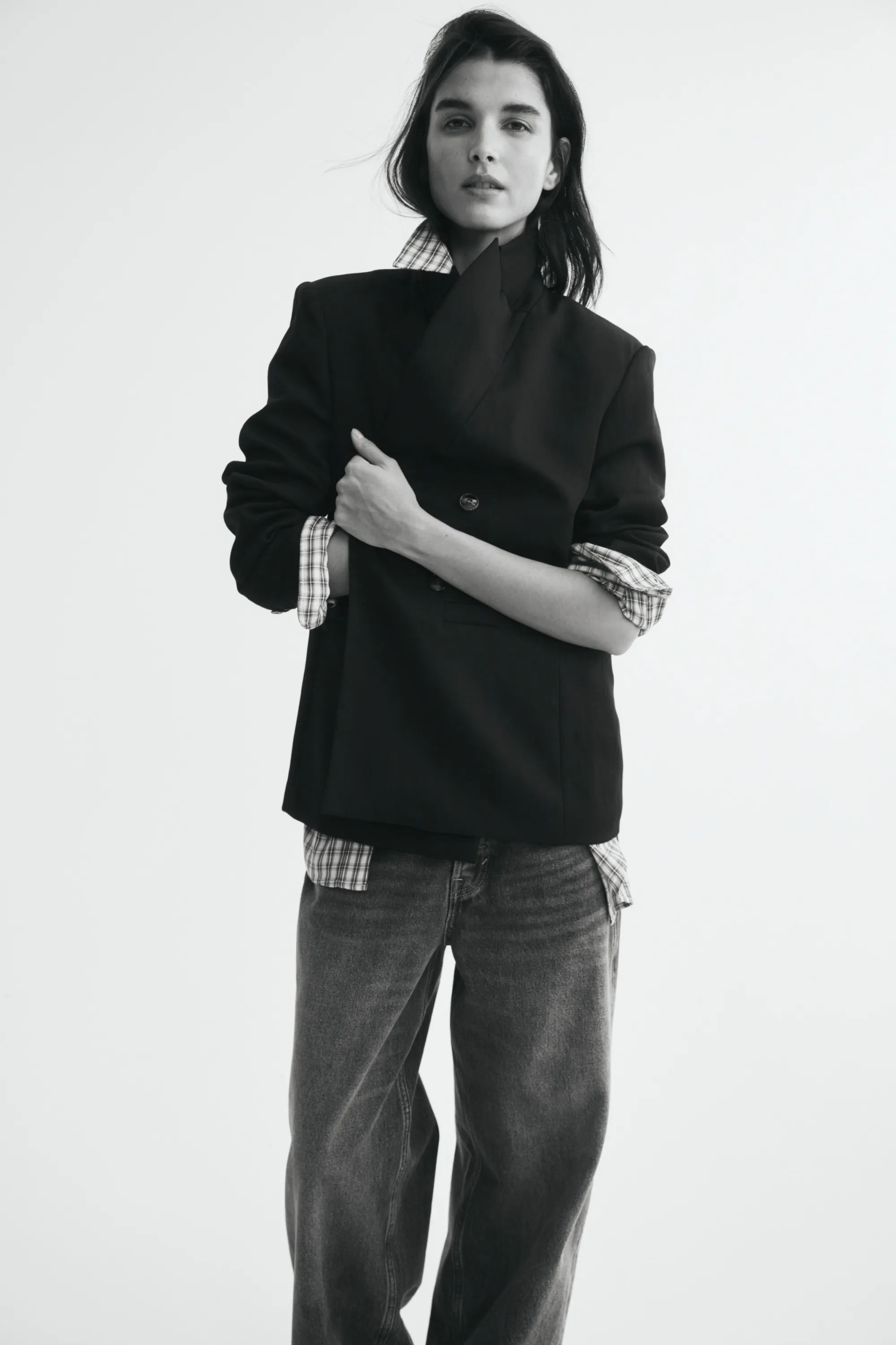 Blazer croisé sans fermeture - Noir